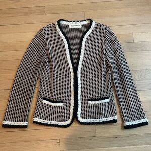 Anthropologie Black, White and Pink Sweater Jacket